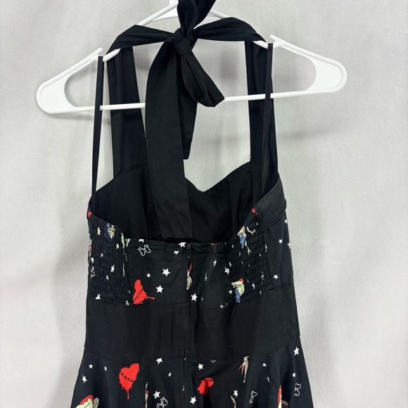 Hell Bunny Zombie Pinup Halter Dress Small Black Retro Rockabilly Tattoo Print - Picture 4 of 10